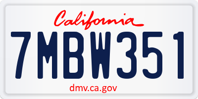 CA license plate 7MBW351