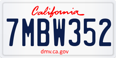 CA license plate 7MBW352