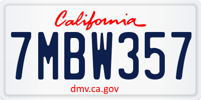 CA license plate 7MBW357