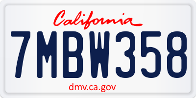 CA license plate 7MBW358