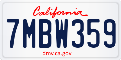 CA license plate 7MBW359