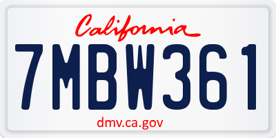 CA license plate 7MBW361
