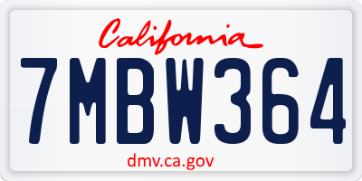 CA license plate 7MBW364