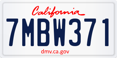 CA license plate 7MBW371