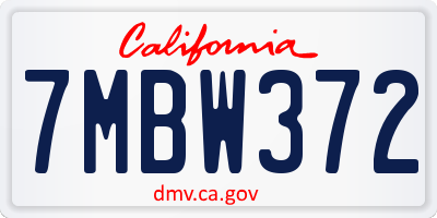 CA license plate 7MBW372