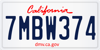 CA license plate 7MBW374