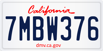 CA license plate 7MBW376