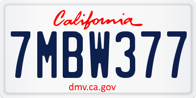 CA license plate 7MBW377