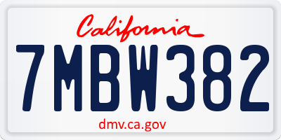 CA license plate 7MBW382