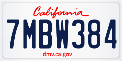 CA license plate 7MBW384