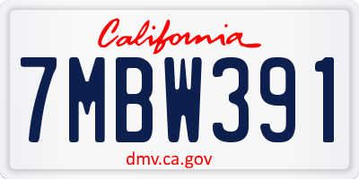 CA license plate 7MBW391