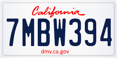 CA license plate 7MBW394