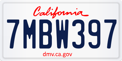 CA license plate 7MBW397