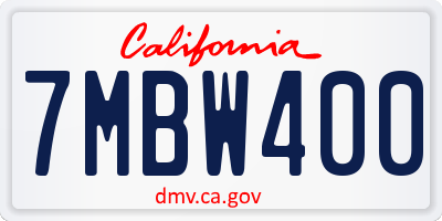 CA license plate 7MBW400