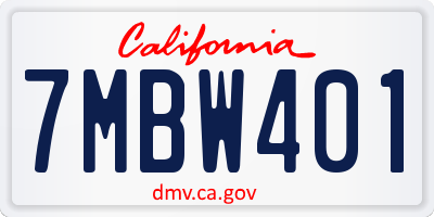 CA license plate 7MBW401