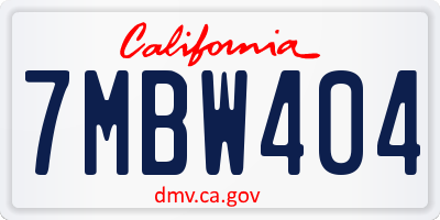 CA license plate 7MBW404