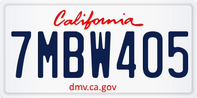 CA license plate 7MBW405