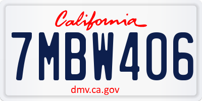 CA license plate 7MBW406