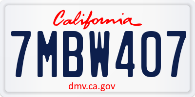 CA license plate 7MBW407