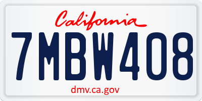CA license plate 7MBW408