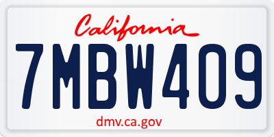 CA license plate 7MBW409