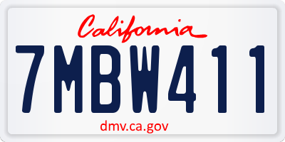 CA license plate 7MBW411