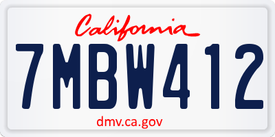 CA license plate 7MBW412