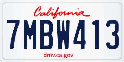 CA license plate 7MBW413