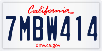 CA license plate 7MBW414