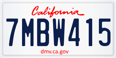 CA license plate 7MBW415