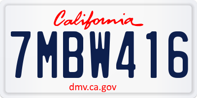 CA license plate 7MBW416