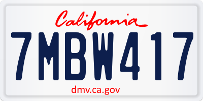 CA license plate 7MBW417