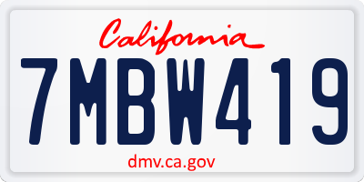 CA license plate 7MBW419