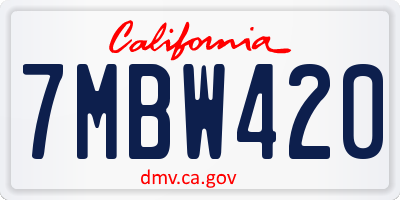 CA license plate 7MBW420