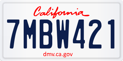CA license plate 7MBW421