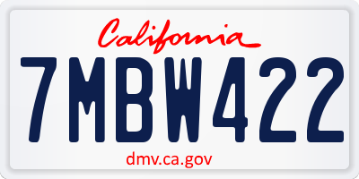 CA license plate 7MBW422
