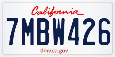 CA license plate 7MBW426