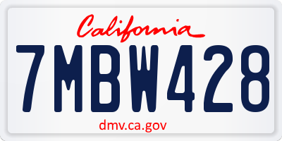 CA license plate 7MBW428