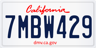 CA license plate 7MBW429