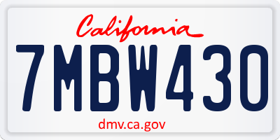 CA license plate 7MBW430