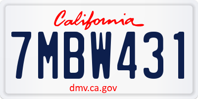 CA license plate 7MBW431