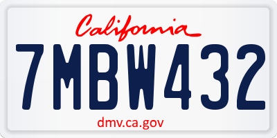 CA license plate 7MBW432