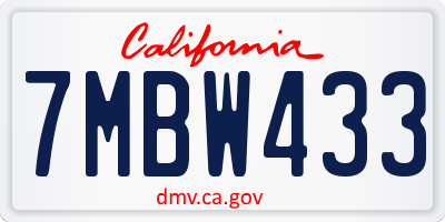 CA license plate 7MBW433