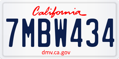 CA license plate 7MBW434