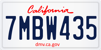 CA license plate 7MBW435