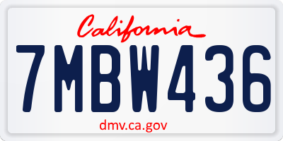 CA license plate 7MBW436