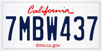 CA license plate 7MBW437