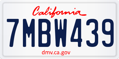 CA license plate 7MBW439