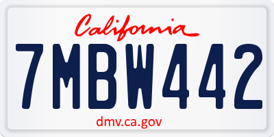 CA license plate 7MBW442