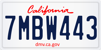 CA license plate 7MBW443